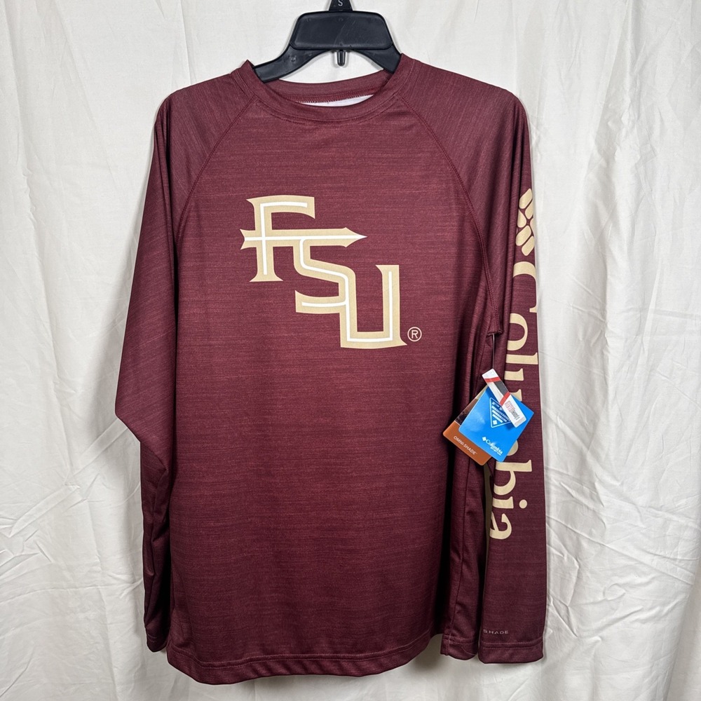 Columbia FSU Florida State Seminoles Men Long Sleeve Performance Omni Shade NWT